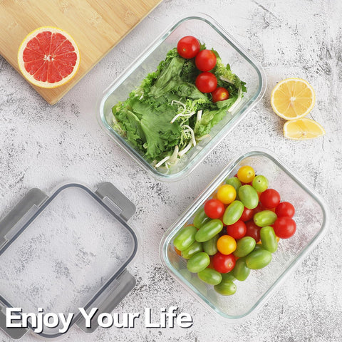 HOMBERKING square 800ml glass container with lid for meals and meal prep