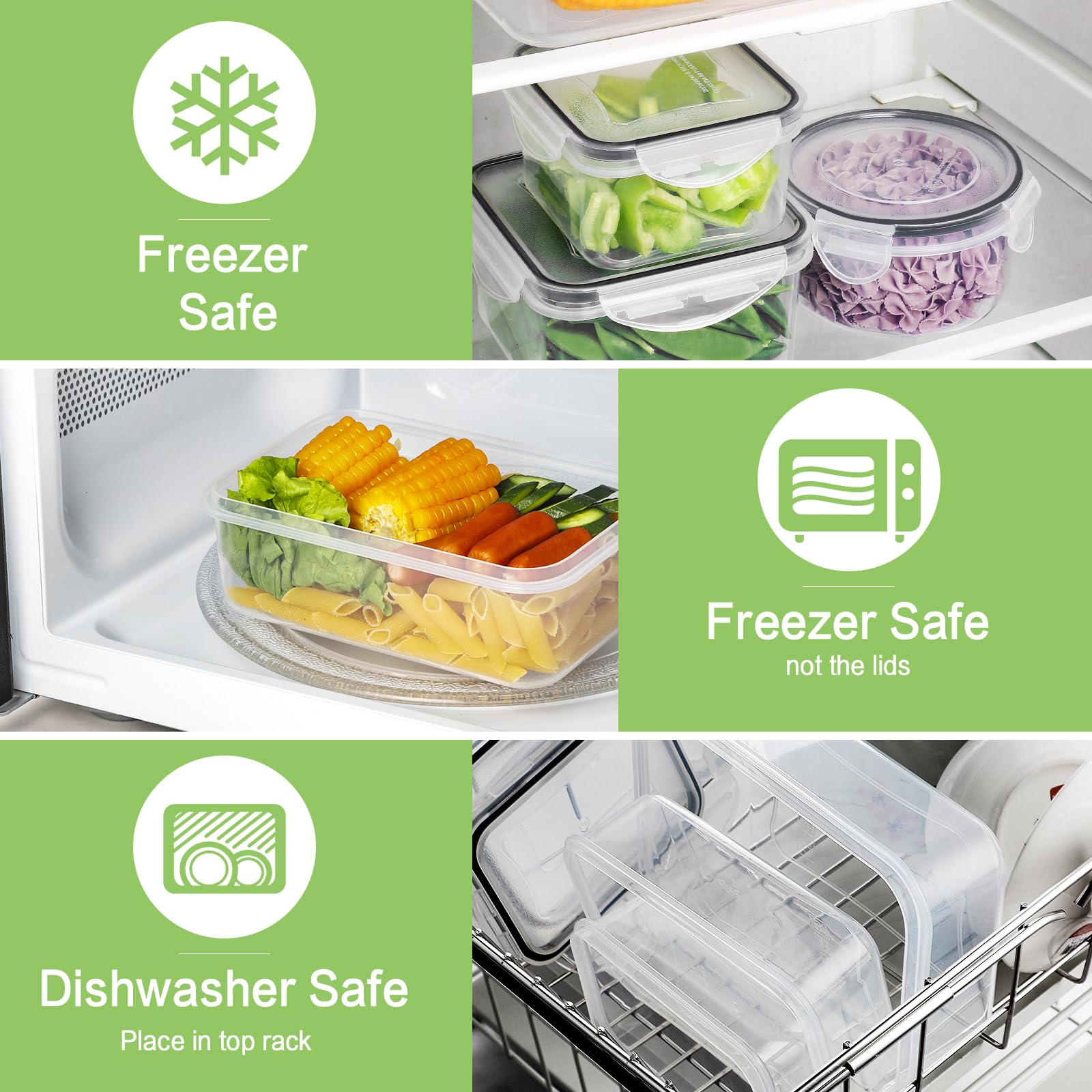 HOMBERKING square containers saving space in fridge and shelves.