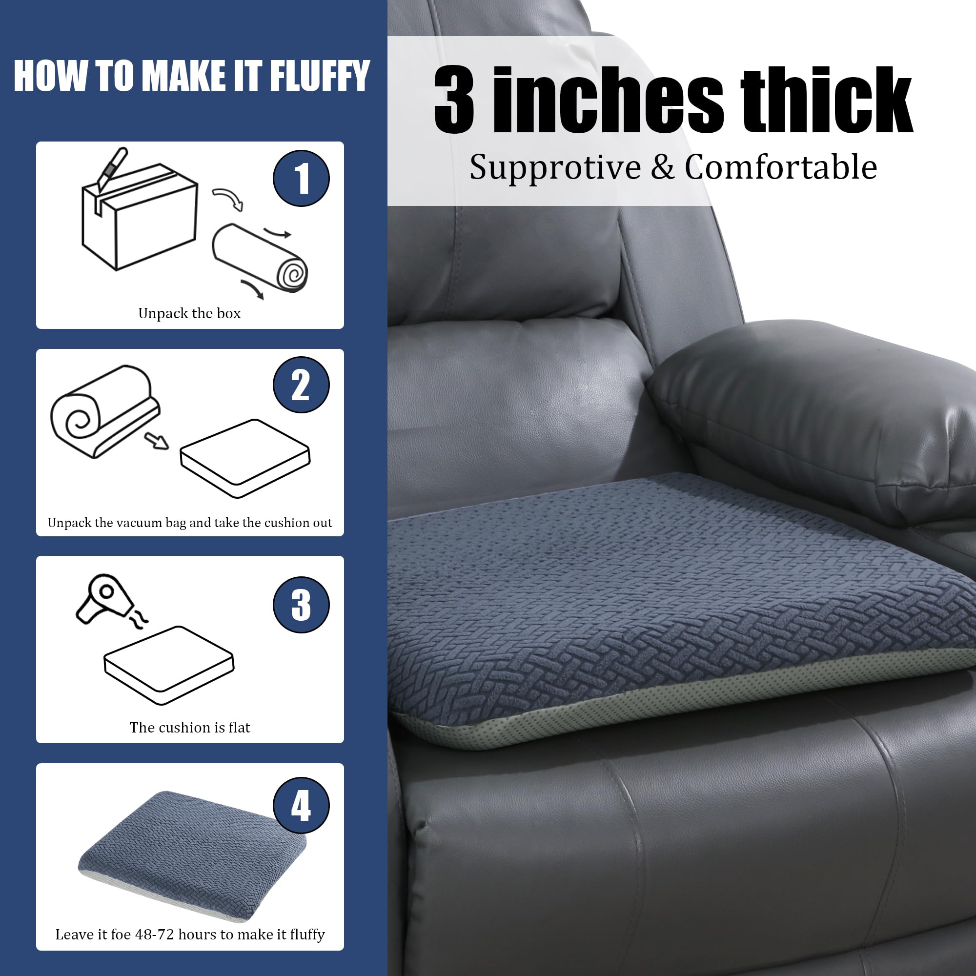 Non-slip backing keeps HOMBYS cushion in place during daily use