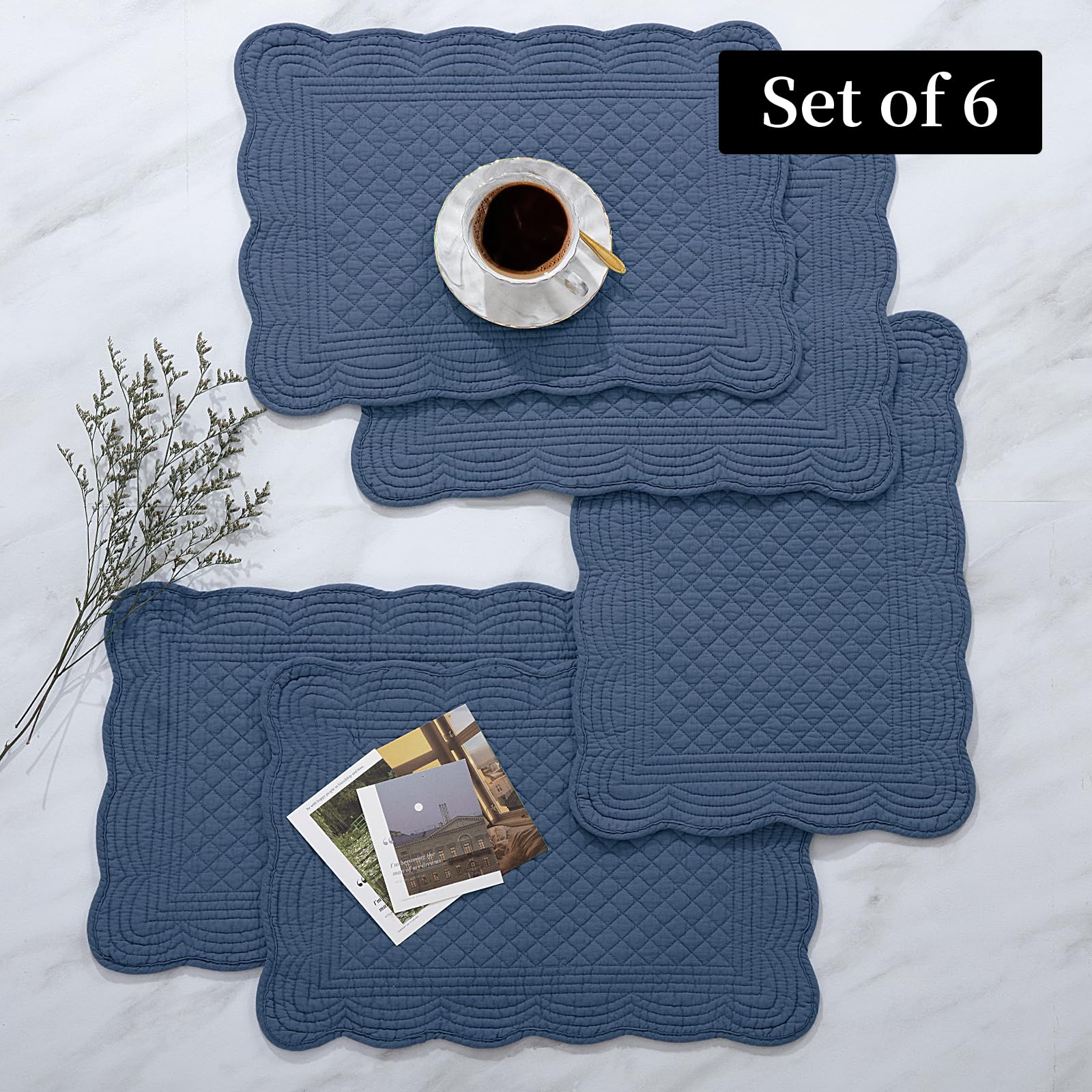 HOMBYS sapphire blue placemats used on a dining table setup