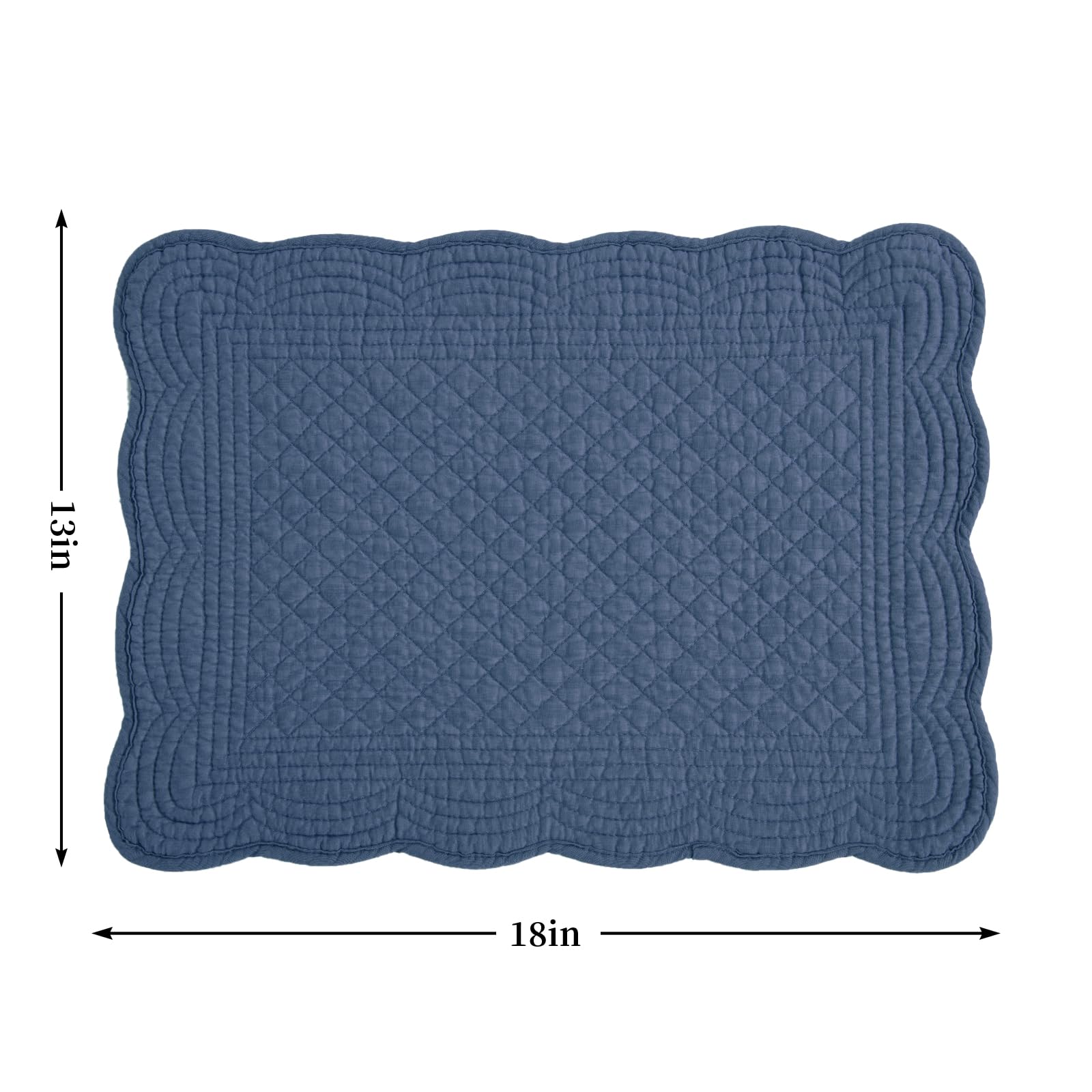 HOMBYS sapphire blue placemats showing double-sided quilting for stylish dining