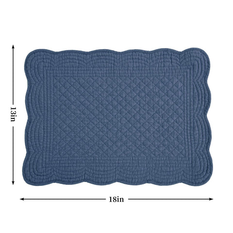 HOMBYS sapphire blue placemats showing double-sided quilting for stylish dining