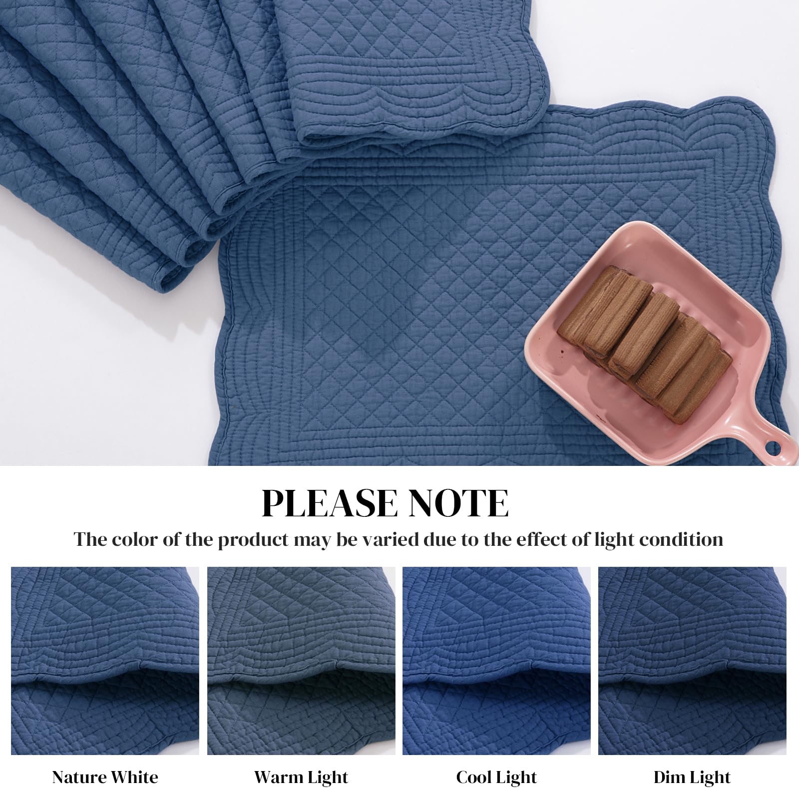 HOMBYS placemats in sapphire blue with non-slip, heat-insulating features