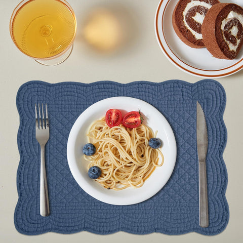 HOMBYS set of six sapphire blue placemats for family meals