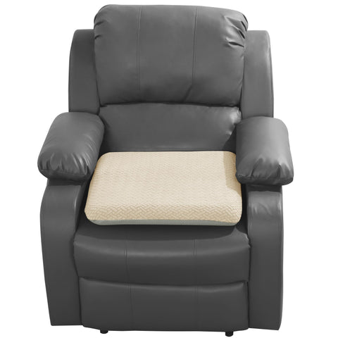 HOMBYS Tufted Furry Recliner Cushion back view with non-slip backing in action