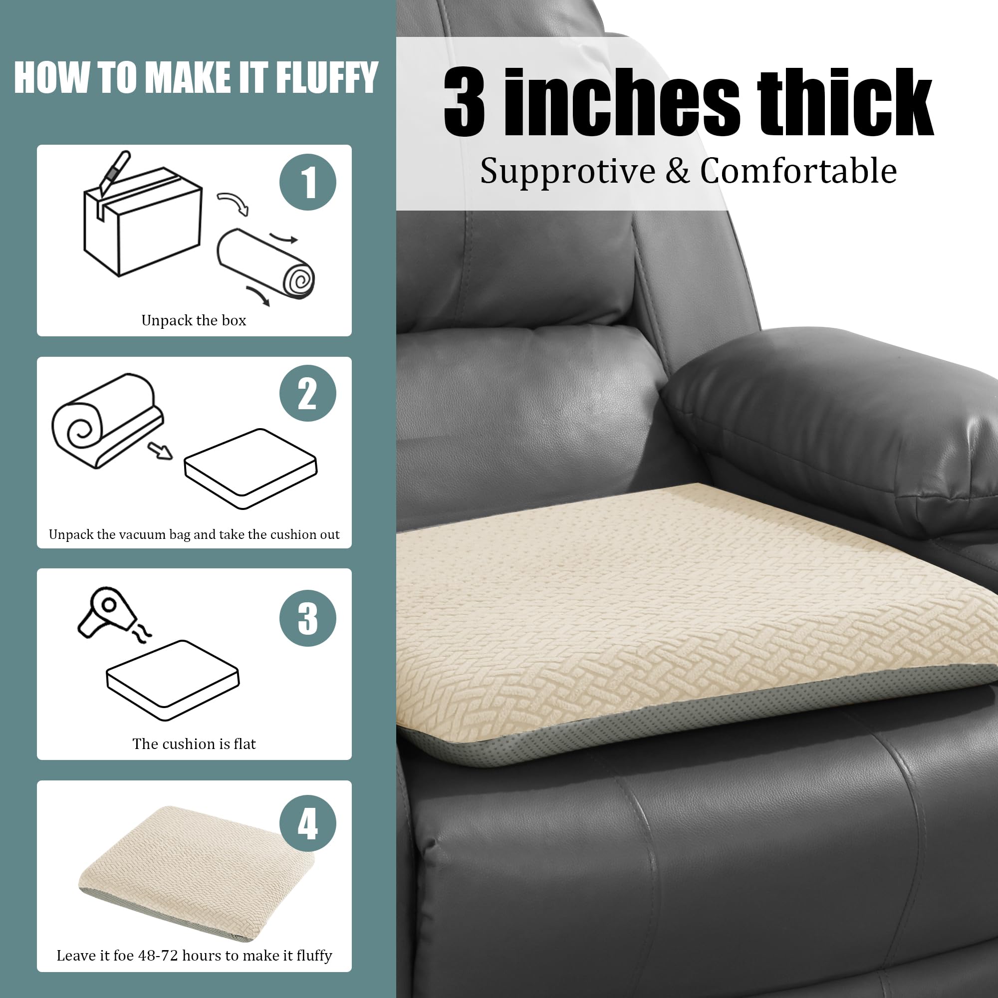 HOMBYS Tufted Furry Recliner Cushion removable cover for easy cleaning