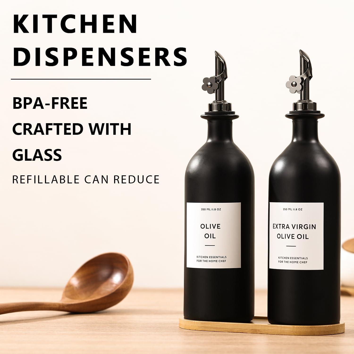 HOMCDALY bamboo tray keeps bottles neatly organized on your counter.