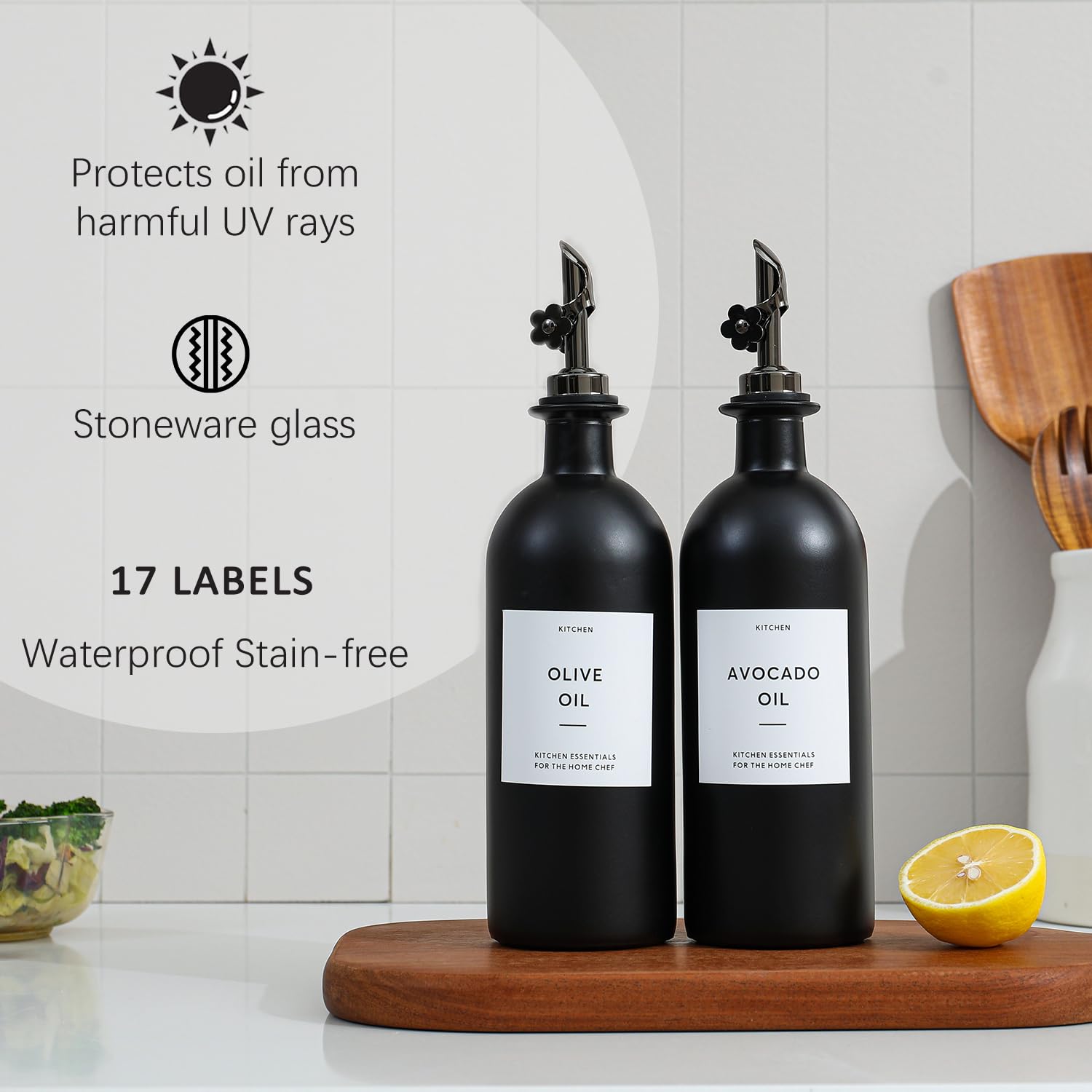 HOMCDALY black kitchen décor adds style and practicality.
