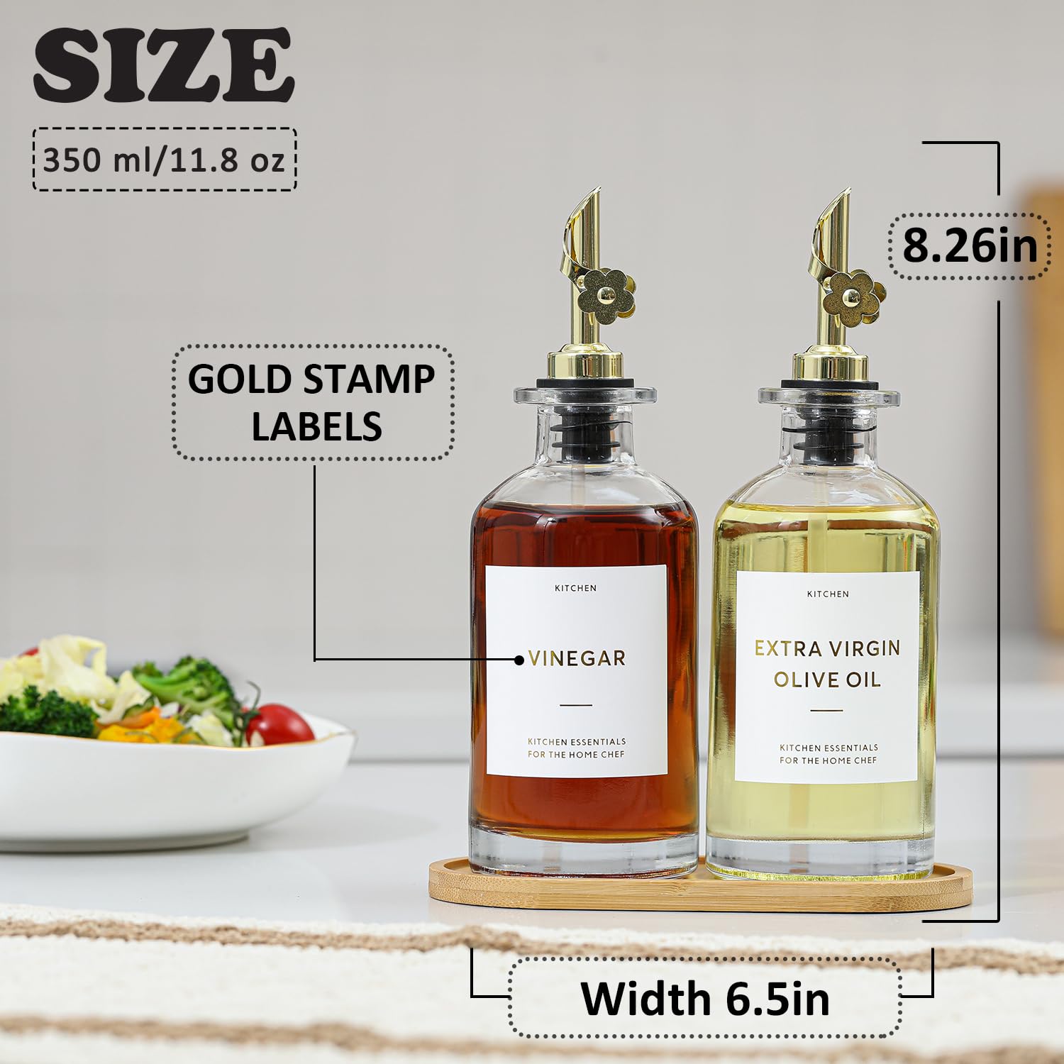 HOMCDALY gold stainless steel pour spouts for smooth controlled pouring