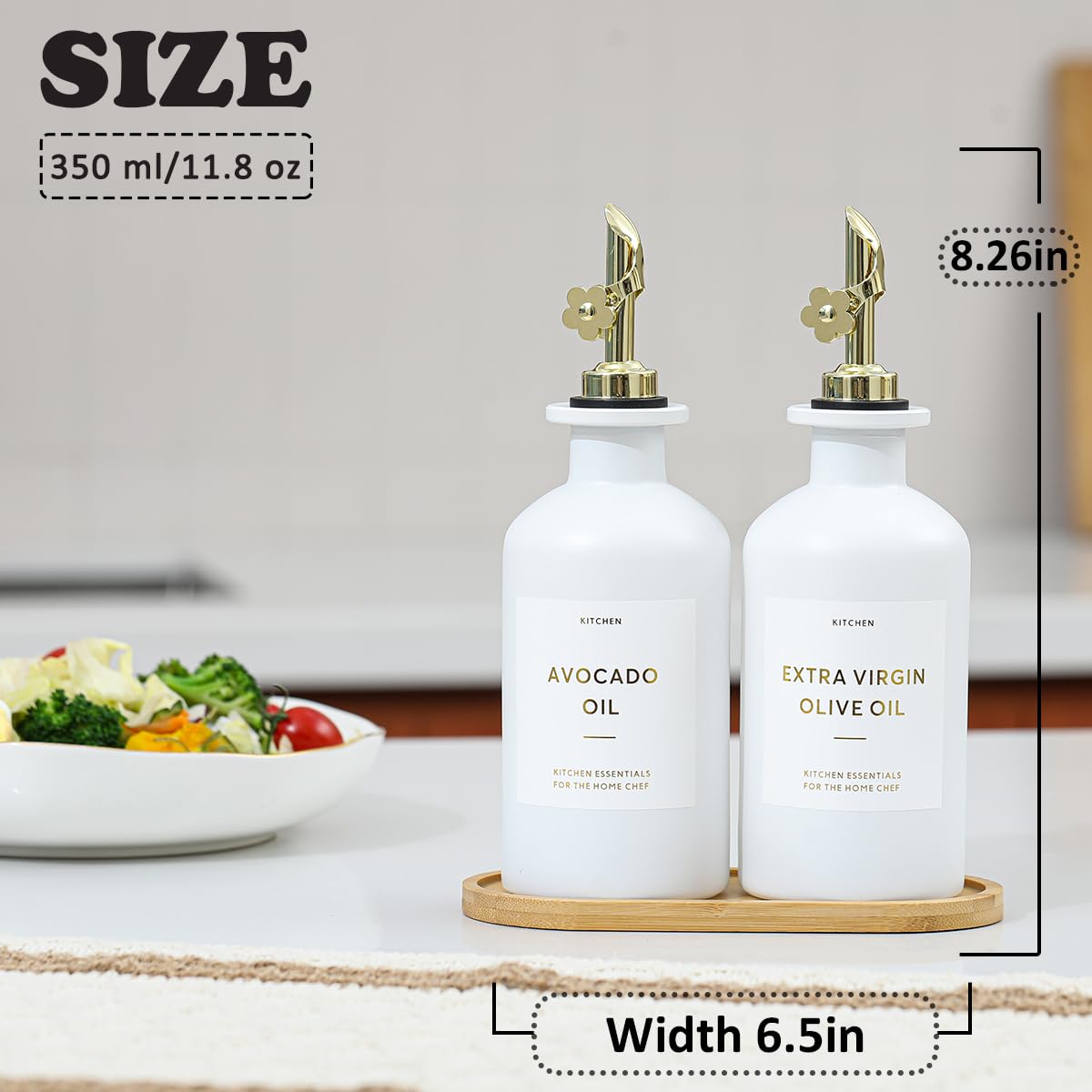 HOMCDALY gold stainless steel spout on a glass bottle for drip-free pouring