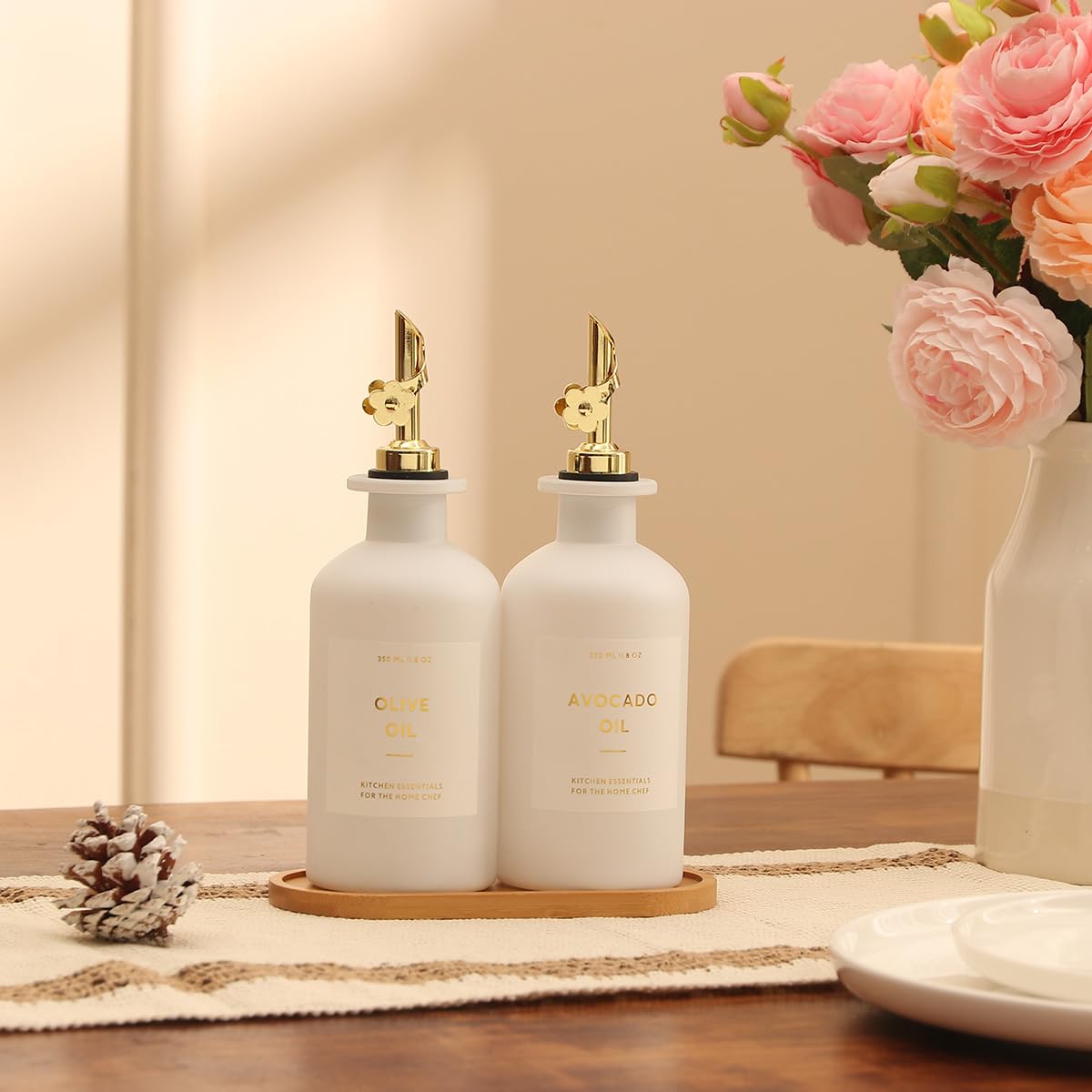 HOMCDALY glass bottles invite organized cooking and simple refilling routines