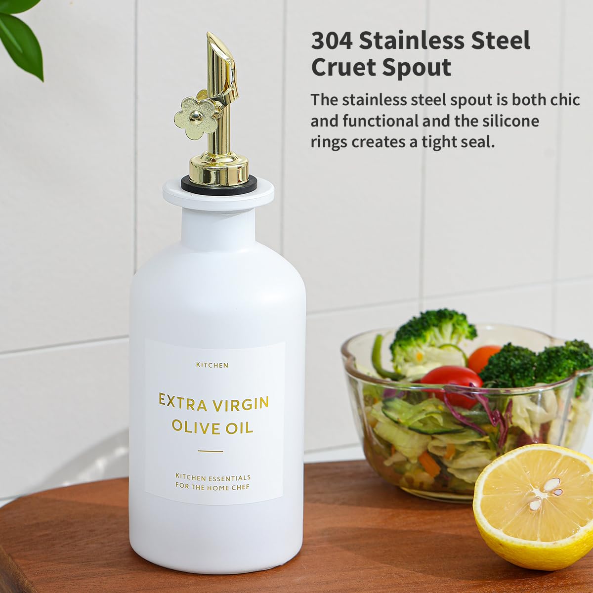 HOMCDALY oil and vinegar cruet set on a modern kitchen counter