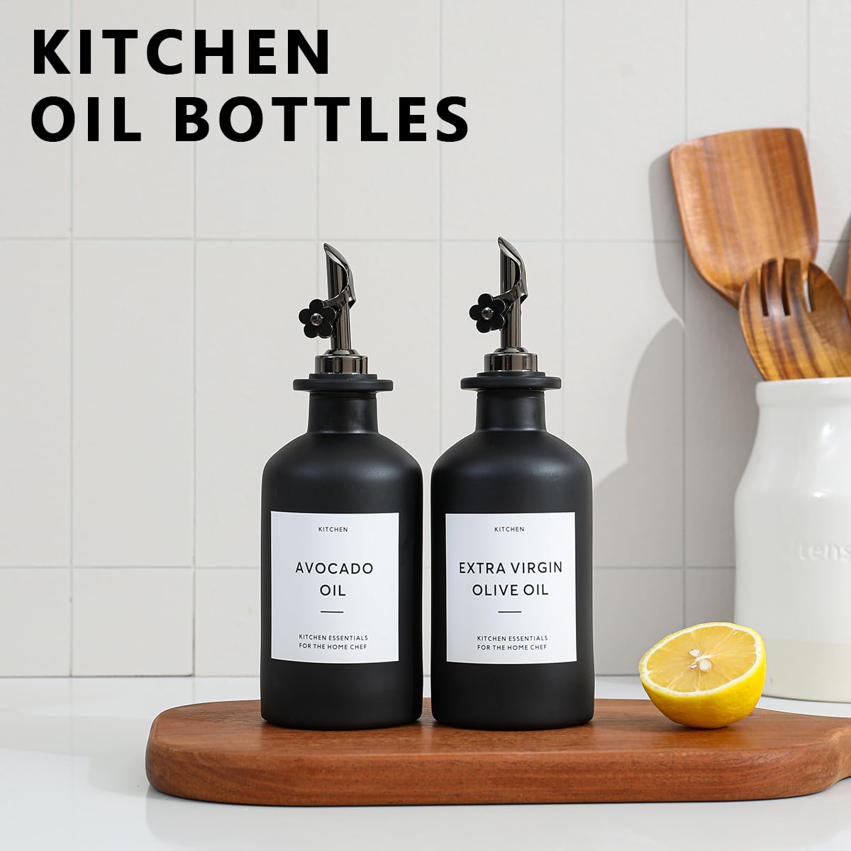 HOMCDALY 2-pack cruet set doubles as stylish kitchen decor for counters.