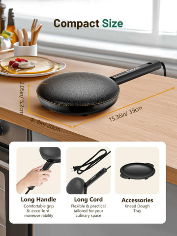 HomCozy crepe maker quick preheat in seconds for spontaneous snacks.