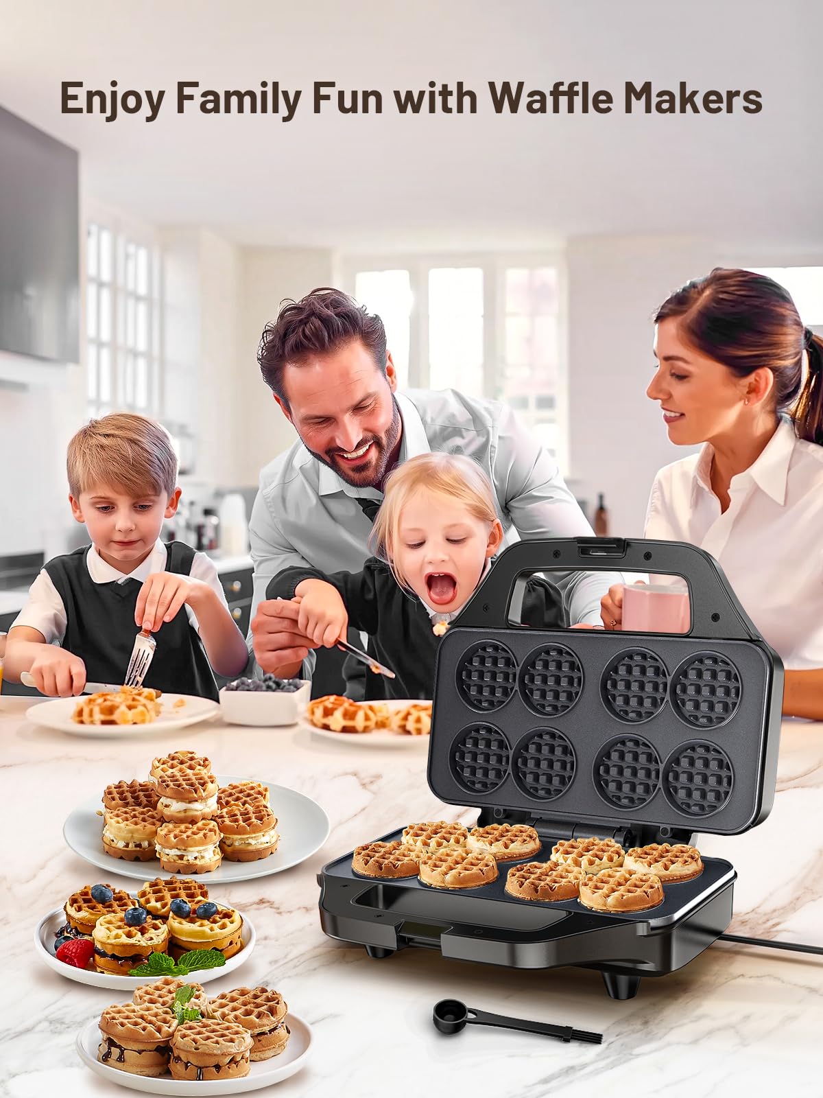 HomCozy mini waffle maker cleans with a quick wipe-down after use.