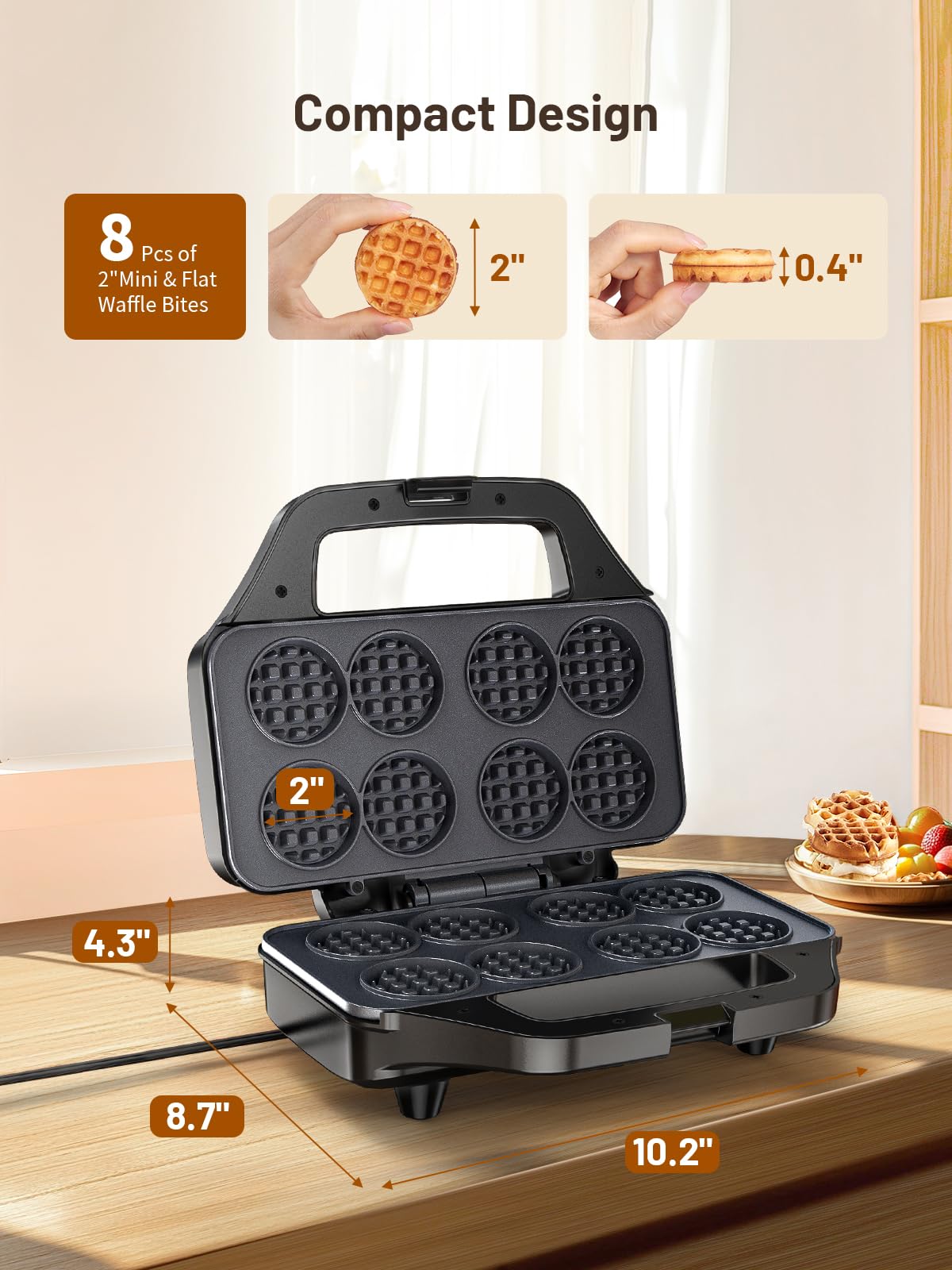 HomCozy waffle maker heats quickly for evenly cooked, golden waffles.