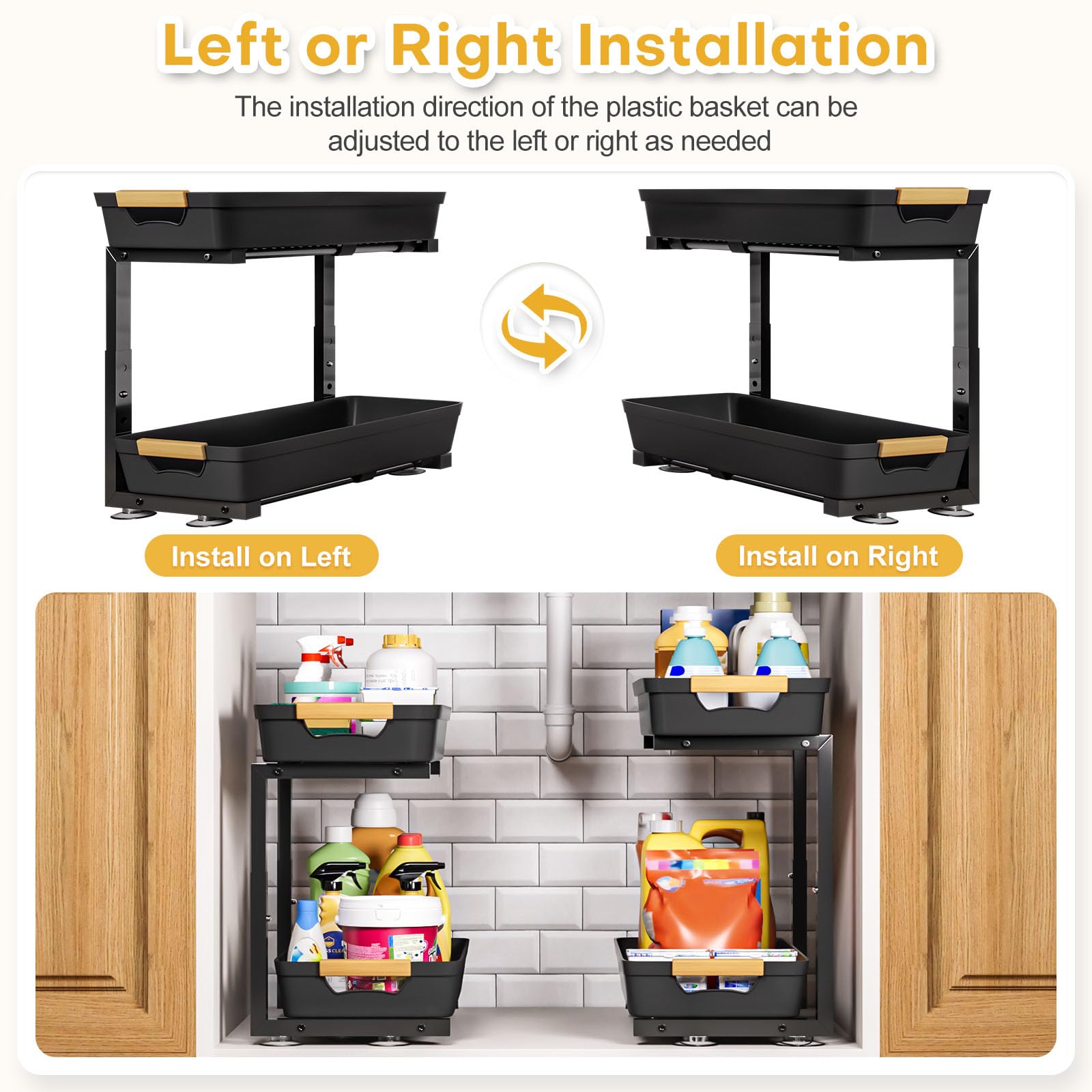 Homde versatile organizer for kitchen, bathroom, or laundry areas