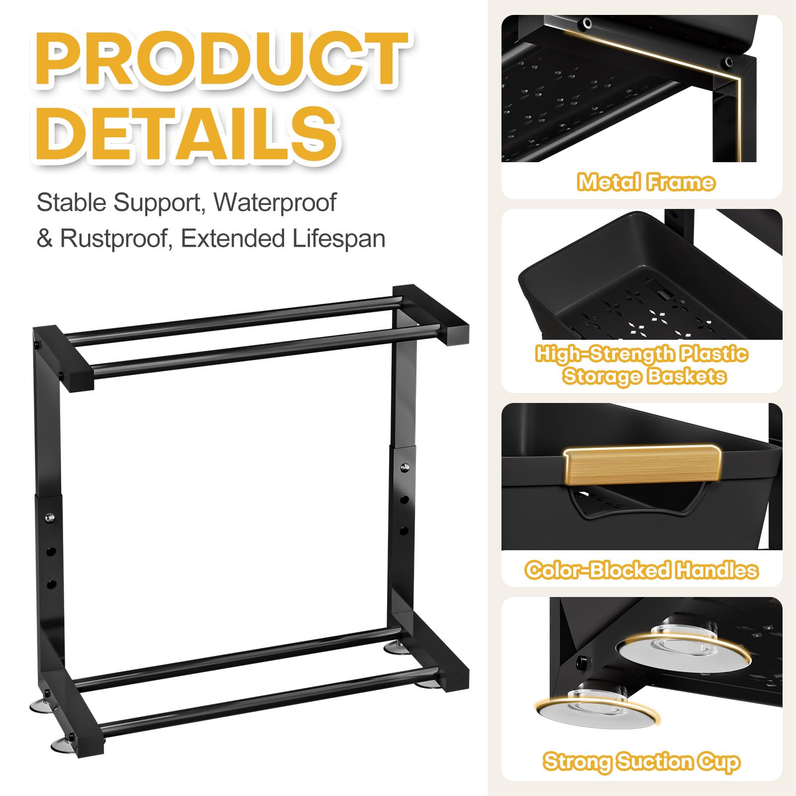 Homde waterproof and rustproof trays for durable under-sink storage