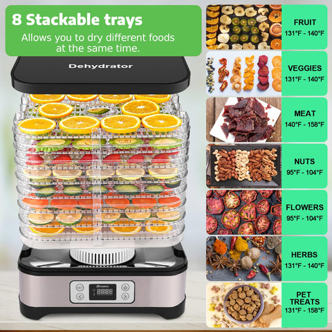 Homdox dehydrator digital control panel for precise temperature and timing.