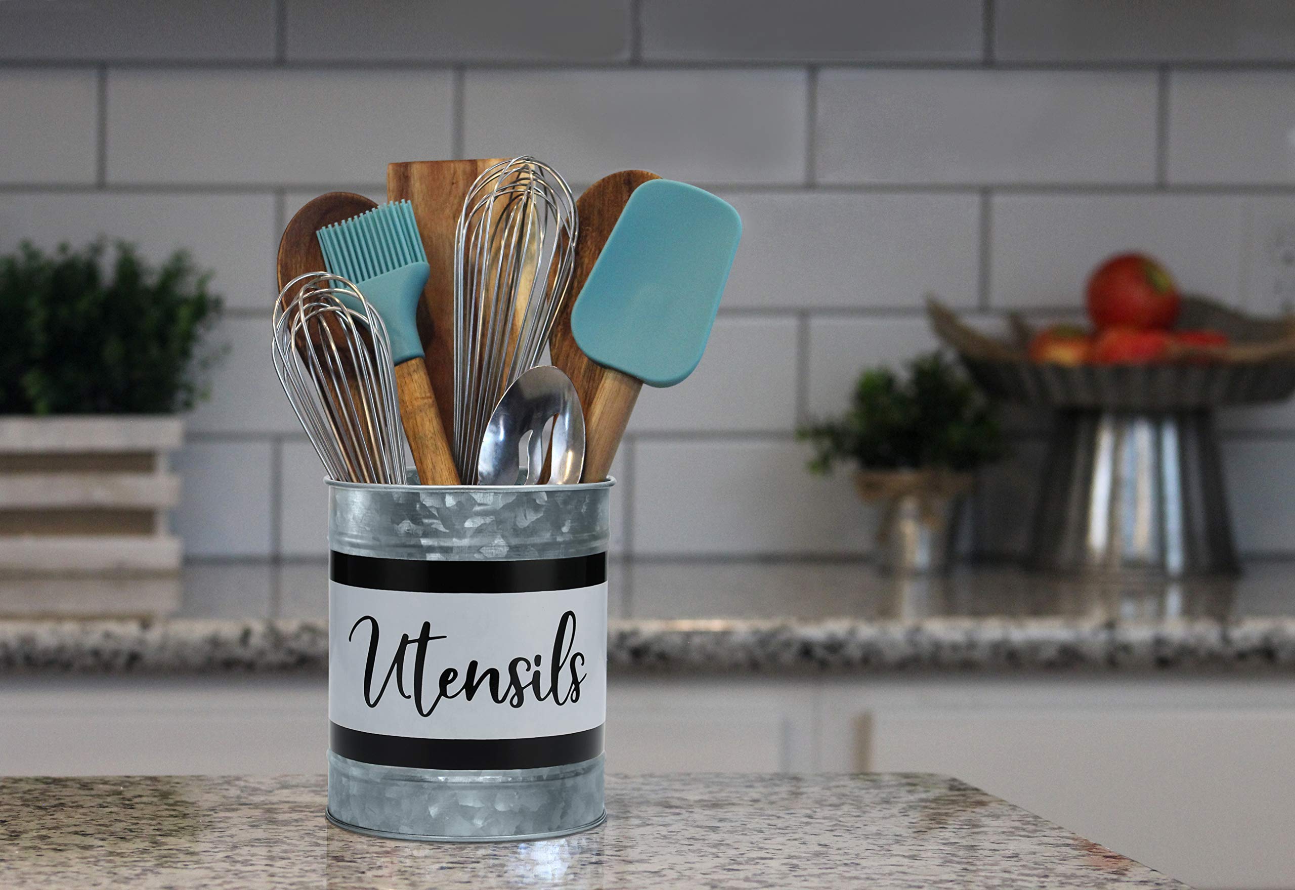 Home Acre Designs large 6.7-inch tall utensil holder fits countertops neatly.