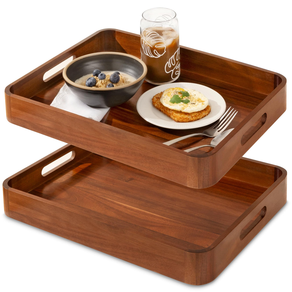 Home Beets acacia serving trays pair, 17x13 inches ideal for entertaining meals