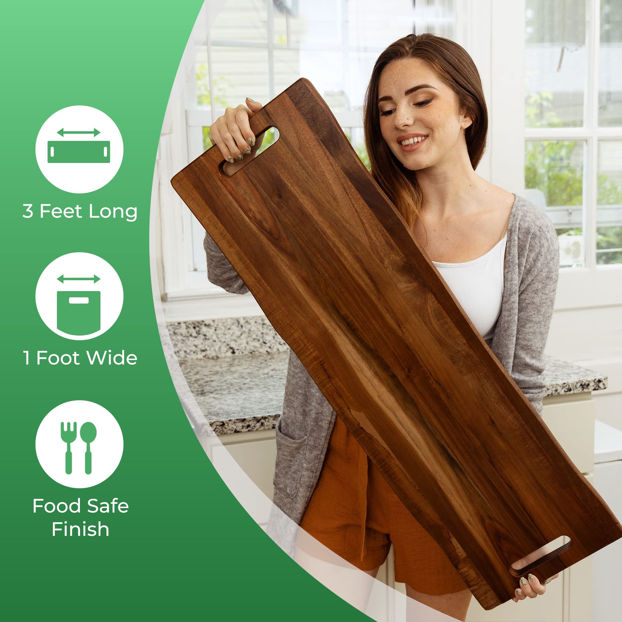 Home Beets acacia wood board handles closeup showing sturdy grip