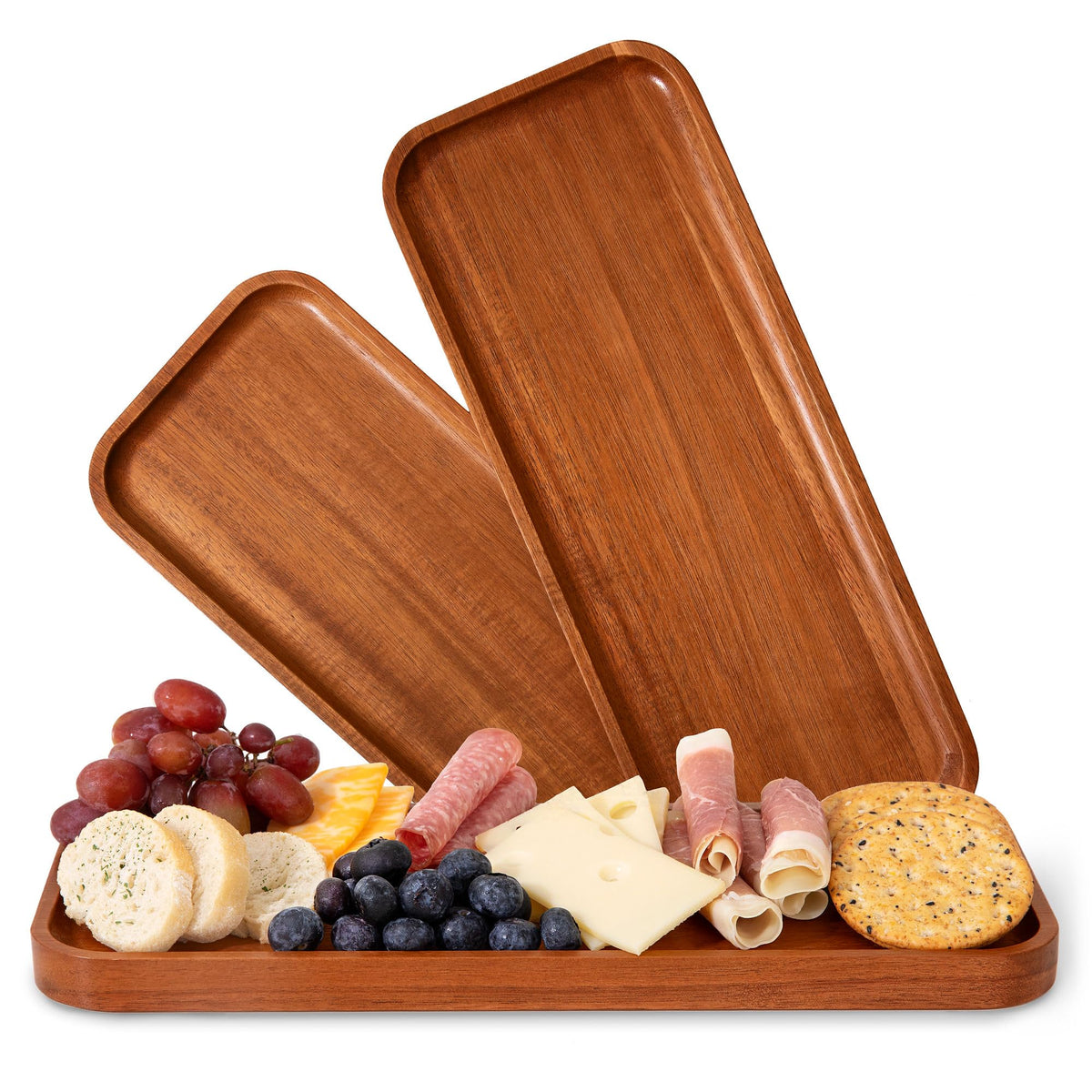 Home Beets acacia wood serving trays set of 3 displayed together for grazing and entertaining