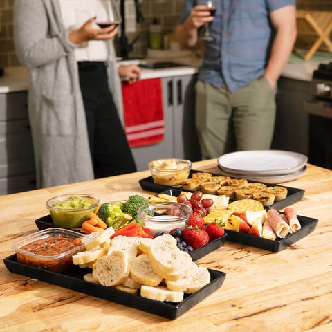 Home Beets serving platters are dishwasher safe for easy cleanup.