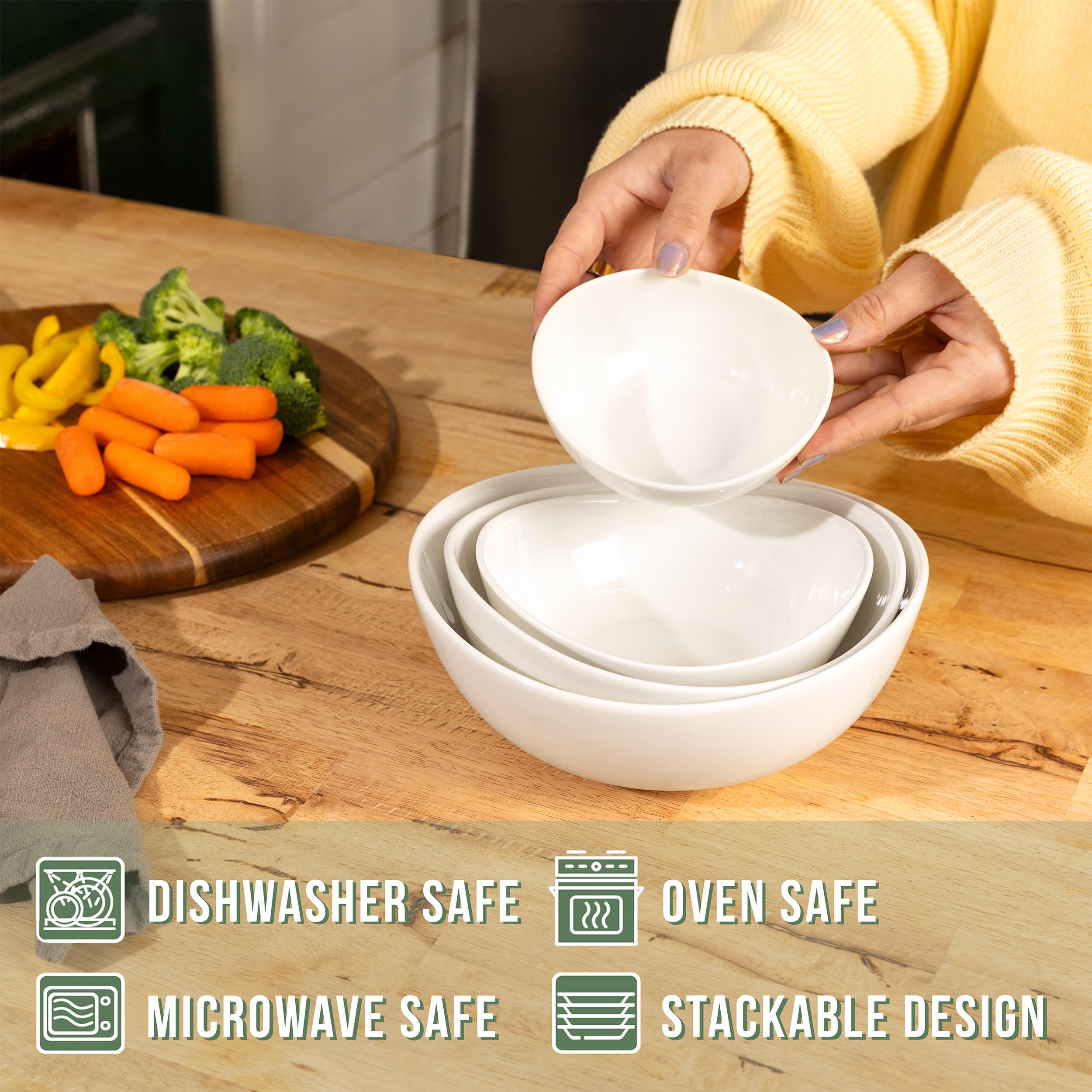 Home Beets 28oz white ceramic serving bowl for salads and snacks.