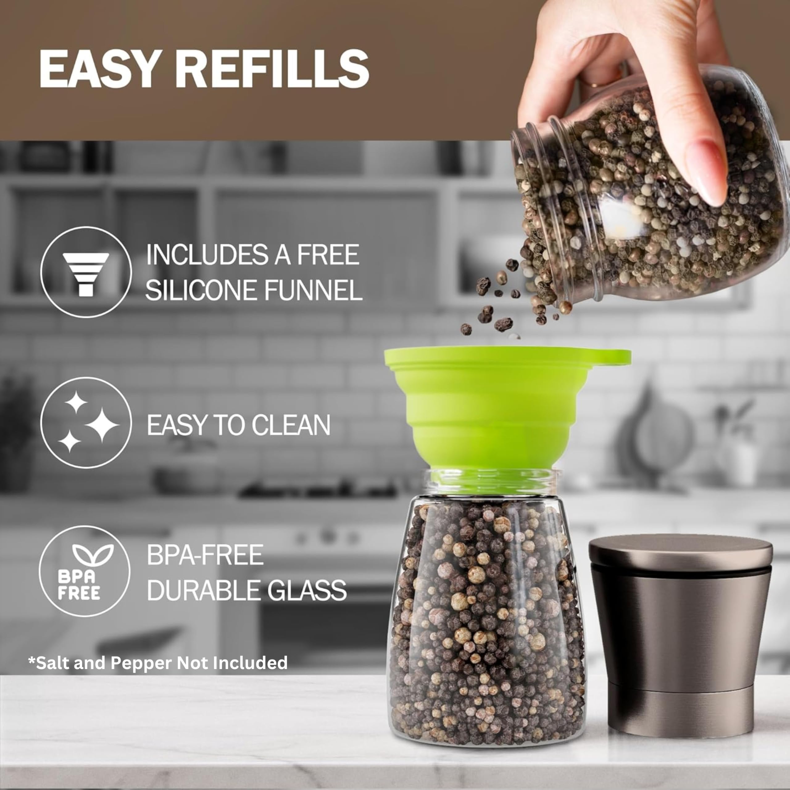 HOME EC 6oz capacity grinders ready for refilling