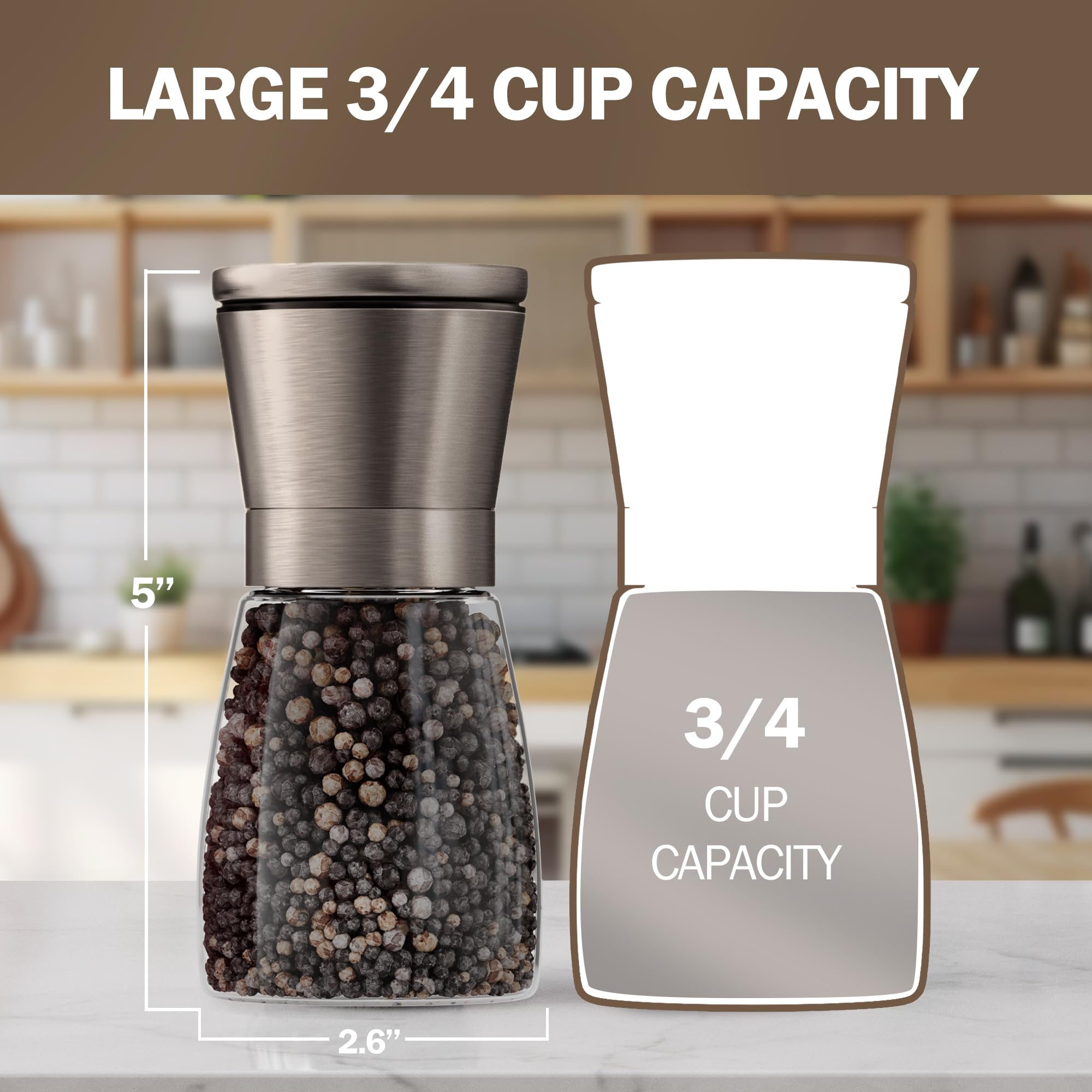 HOME EC adjustable ceramic grinder knob for coarseness control