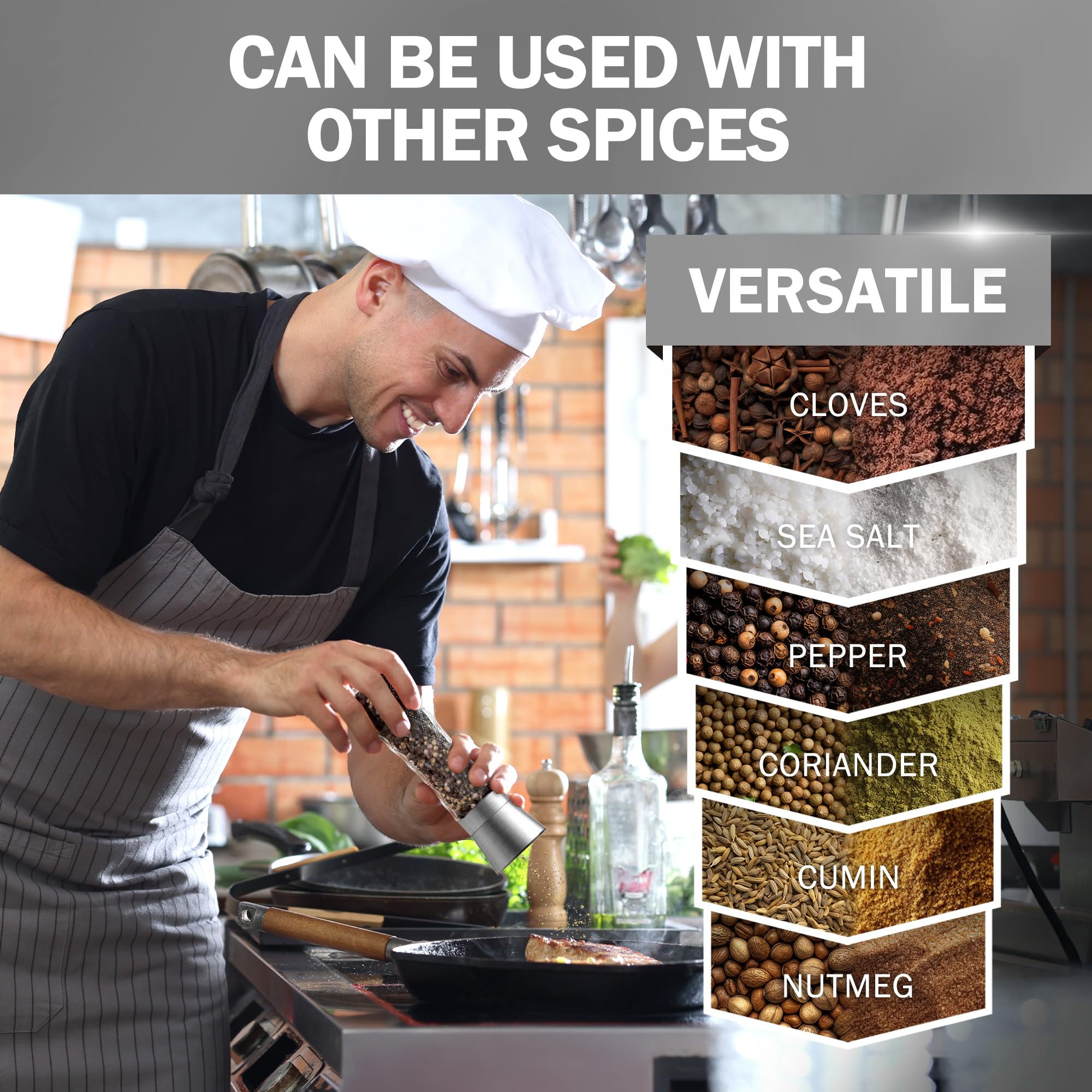 HOME EC easy to refill 6oz mills reduce refills during cooking.