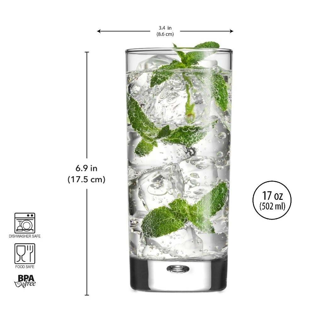 Home Essentials & Beyond red series highball glass, perfect for cocktails and lemonade.