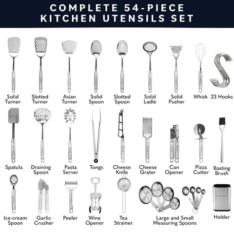 Home Hero 54-piece ladle showing sturdy stainless steel and balanced grip