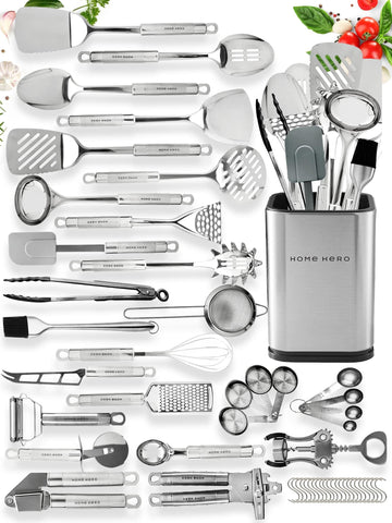 Home Hero 54-piece spatula set with heat‑resistant silicone tips for versatile cooking