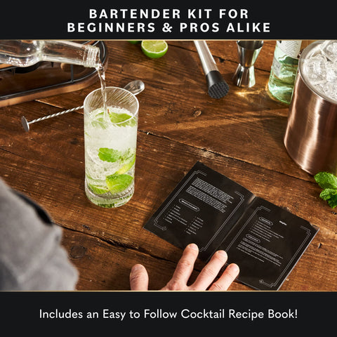 Open recipe book encouraging creative cocktails.