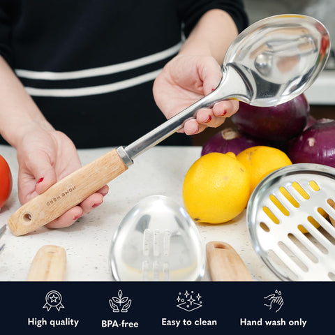 Home Hero pasta spoon for lifting and mixing pasta smoothly.