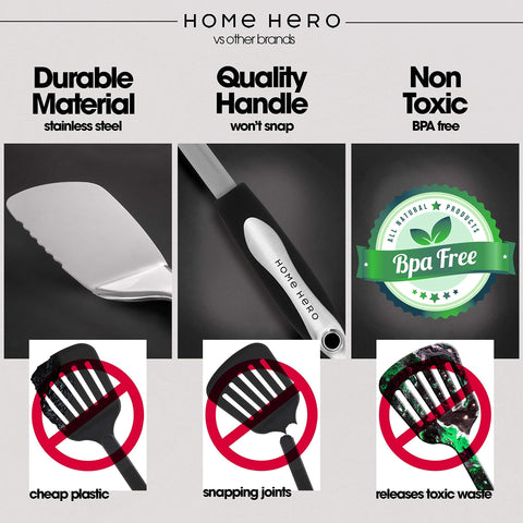 Home Hero stainless steel tongs for reliable flipping and serving.