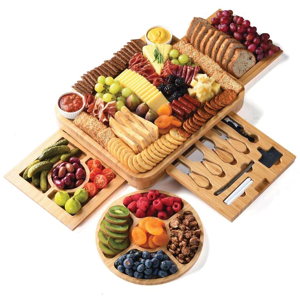 HOME IT bamboo charcuterie board set wooden board for stylish entertaining and cheese platters