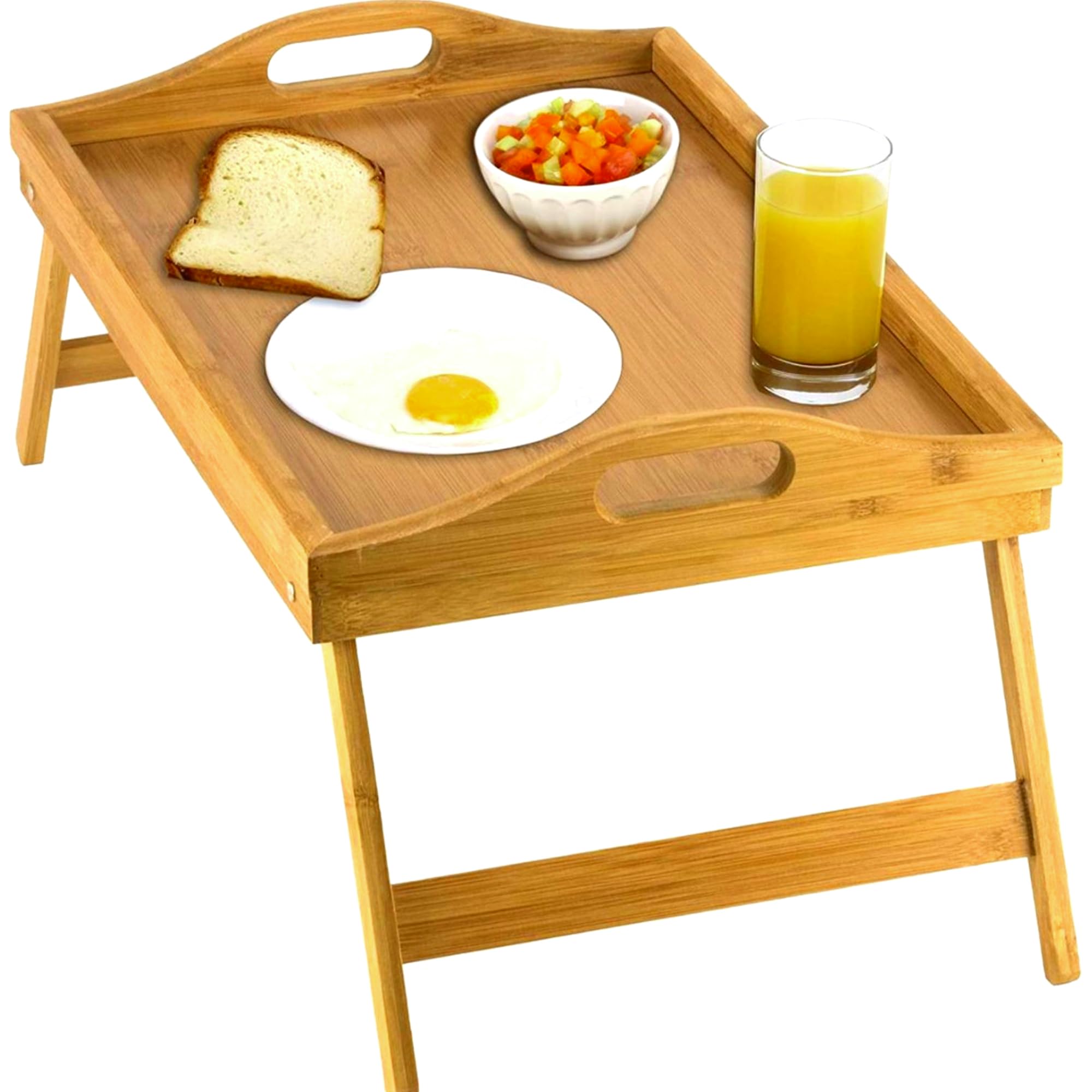 HOME IT Bed Table Tray folds flat for compact storage when not in use.