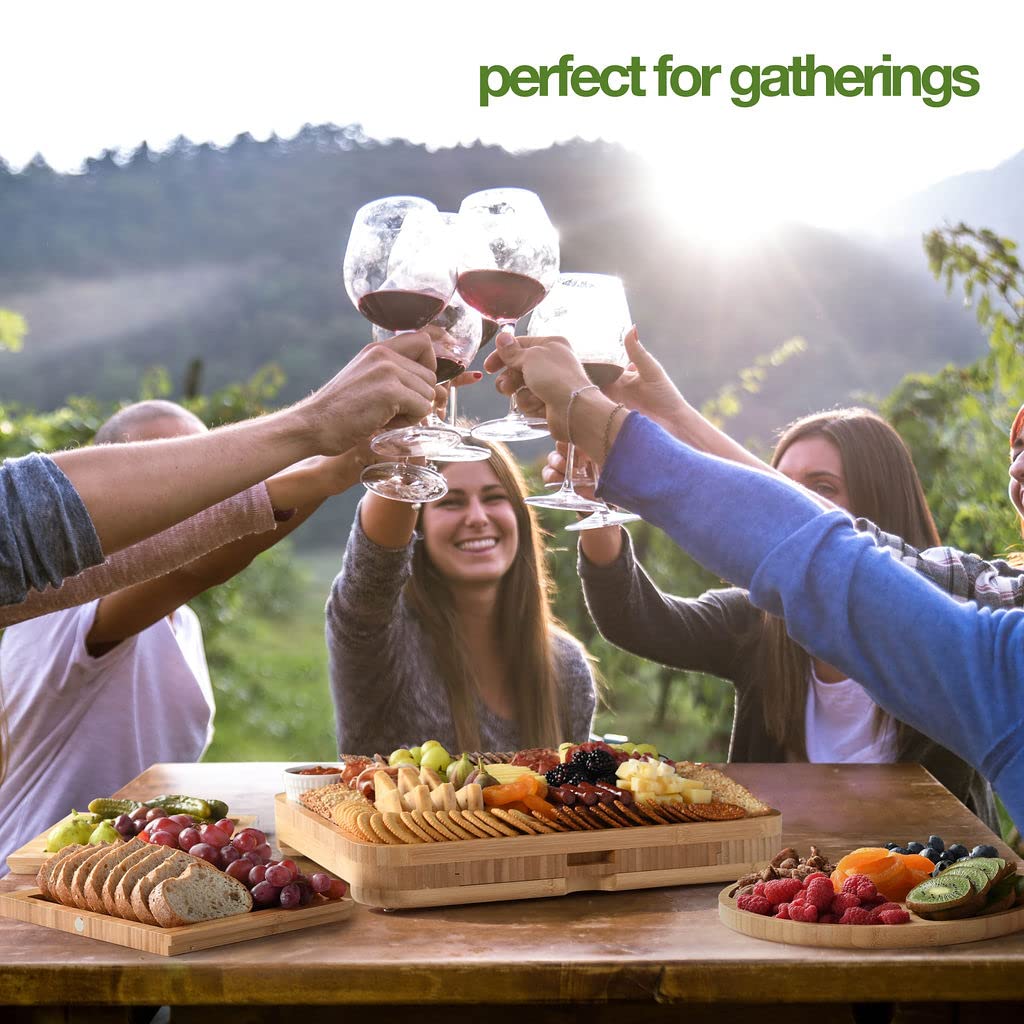 HOME IT charcuterie trays provide organized serving for cheeses, fruits, and nuts