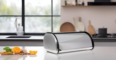 HOME IT large-capacity bread bin keeps assorted loaves organized