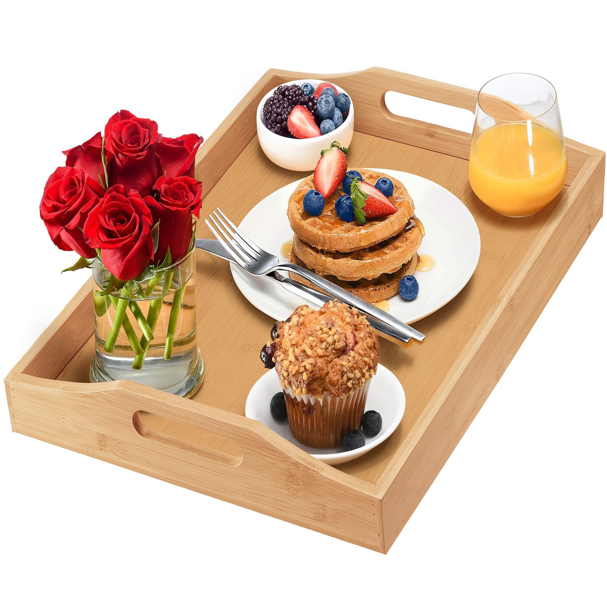 HOME IT tray with large handles for easy carrying and versatile serving.