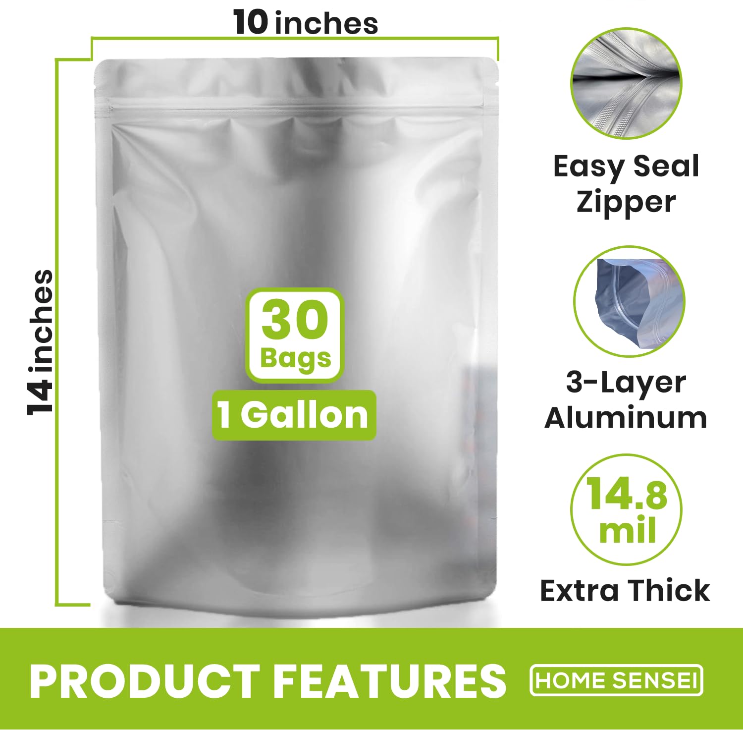 Home Sensei 400cc oxygen absorbers included to preserve freshness.