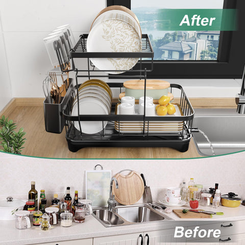 HOMEAILIE dish drying rack non-slip feet stabilize on countertops