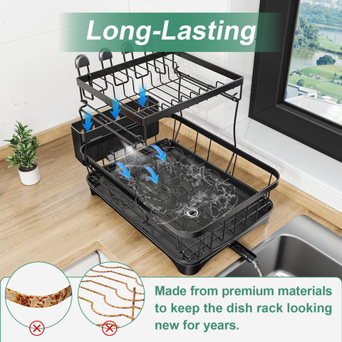 HOMEAILIE dish drying rack cutlery tray keeps knives and spoons organized