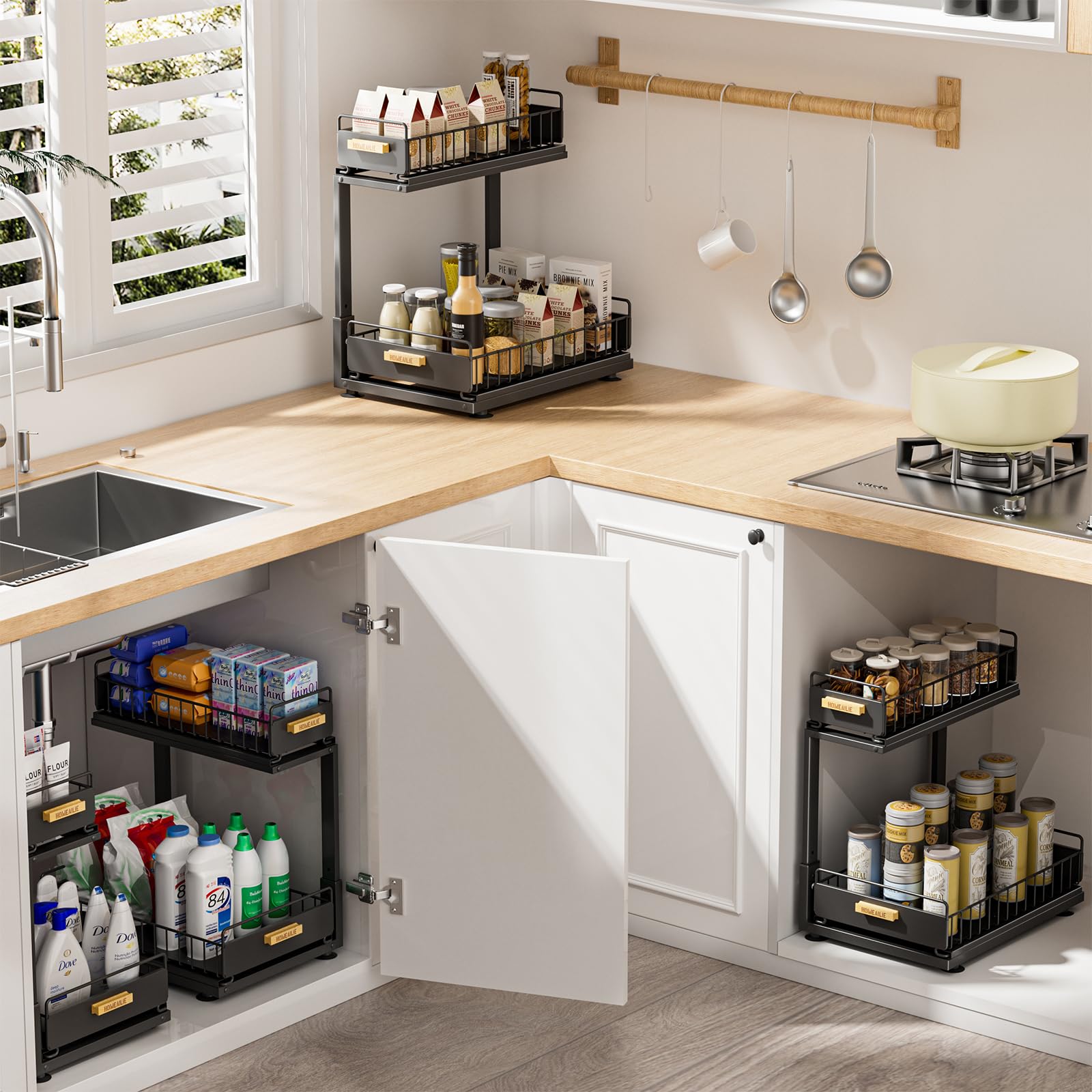 HOMEAILIE keeps kitchen and bathroom clutter under control and easy to access