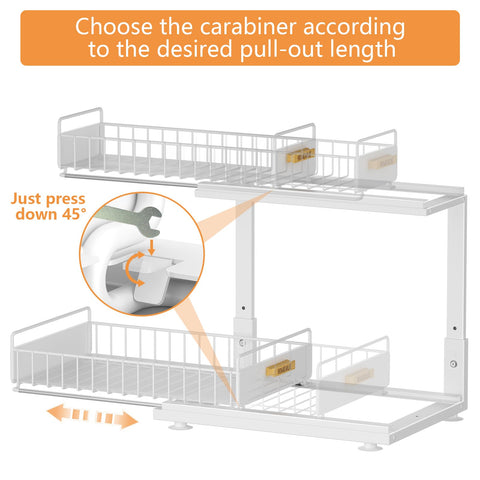 HOMEAILIE under-sink organizer keeps bathroom toiletries tidy and easily accessible.