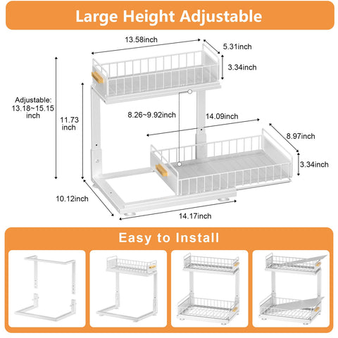 HOMEAILIE heavy-duty frame supports up to 15 pounds per shelf for detergents and tools.