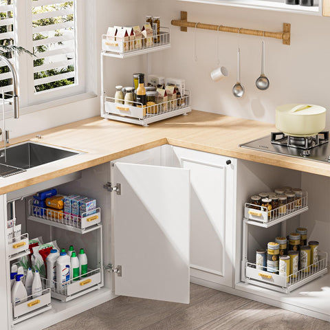 HOMEAILIE white finish blends with modern kitchens and bathrooms.